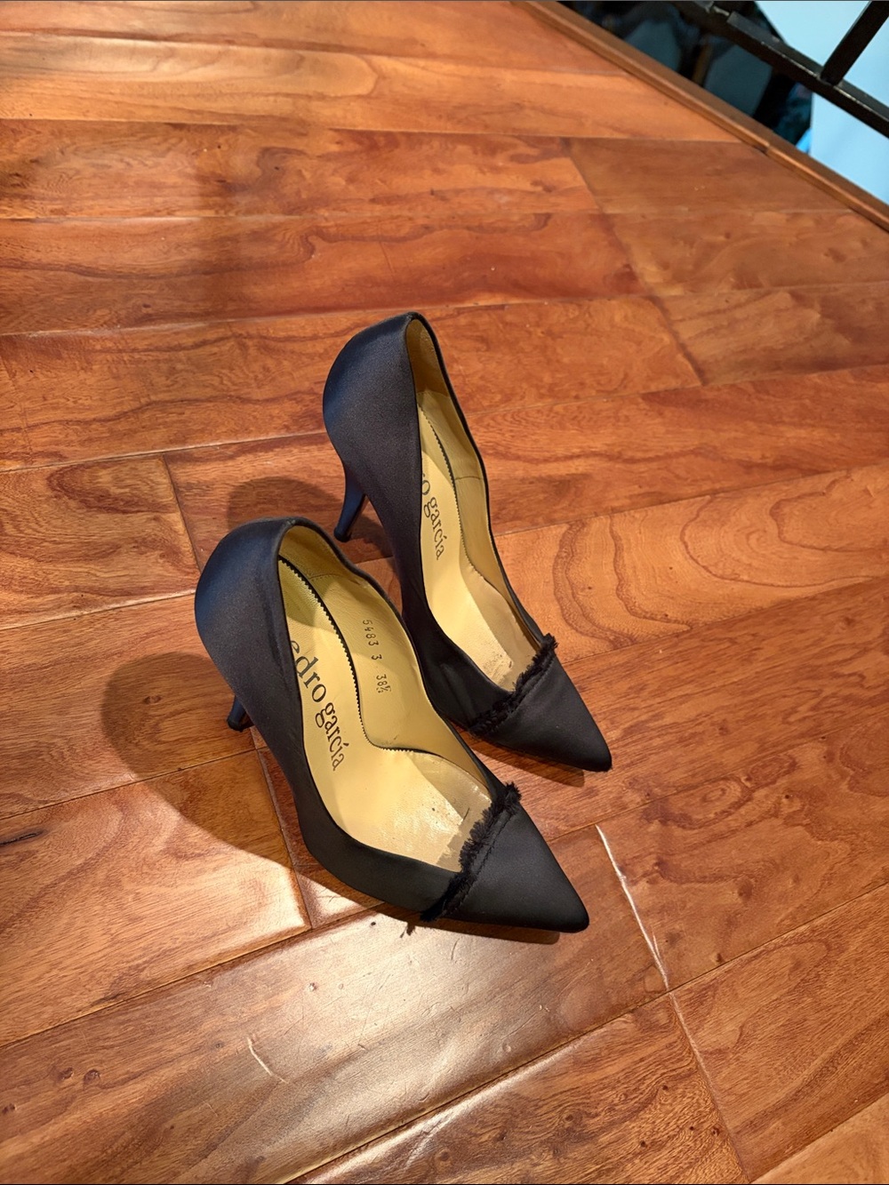 Pedro Garcia Grey Satin Frill Pumps 
Size 36.5